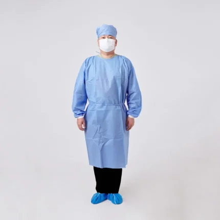 Blue disposable Long-sleeve non-woven medical isolation gown -1