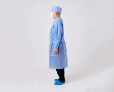 Blue disposable Long-sleeve non-woven medical isolation gown -2