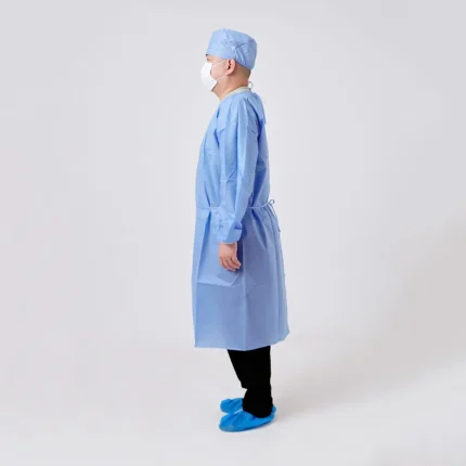 Blue disposable Long-sleeve non-woven medical isolation gown -2
