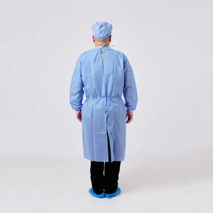 Blue disposable Long-sleeve non-woven medical isolation gown -3