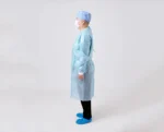 Blue disposable PP Long-sleeve non-woven medical isolation gown - Image 2