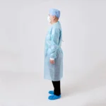 Blue disposable PP+PE Long-sleeve non-woven medical isolation gown