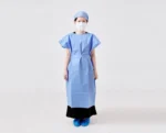 Blue disposable PP short-sleeve non-woven medical isolation gown