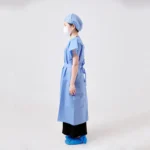 Blue disposable PP+PE short-sleeve non-woven medical isolation gown