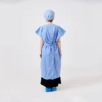 Blue disposable SMS short-sleeve non-woven medical isolation gown
