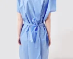 Blue disposable PP short-sleeve non-woven medical isolation gown - Image 2