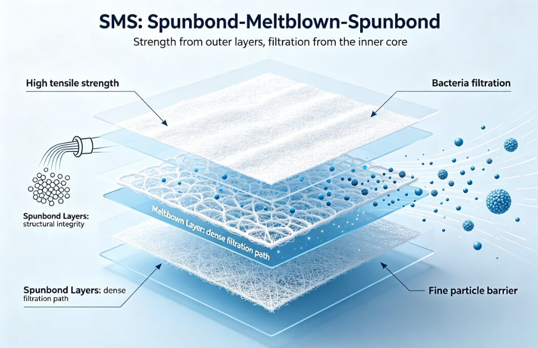SMS: Spunbond-Meltblown-Spunbond