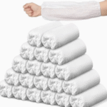White PE Disposable Elastic Waterproof Protective Sleeves (RCO-010) - Image 2