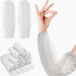White PE Disposable Elastic Waterproof Protective Sleeves (RCO-010)