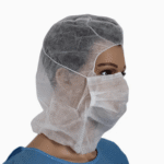 White Disposable Elastic Protective Hood with Face Mask (RCH-011) - Image 2