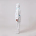 Blue-striped white  disposable PP+PE non-woven medical protective suit