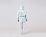 Blue-striped white  disposable PP non-woven medical protective suit - Image 3