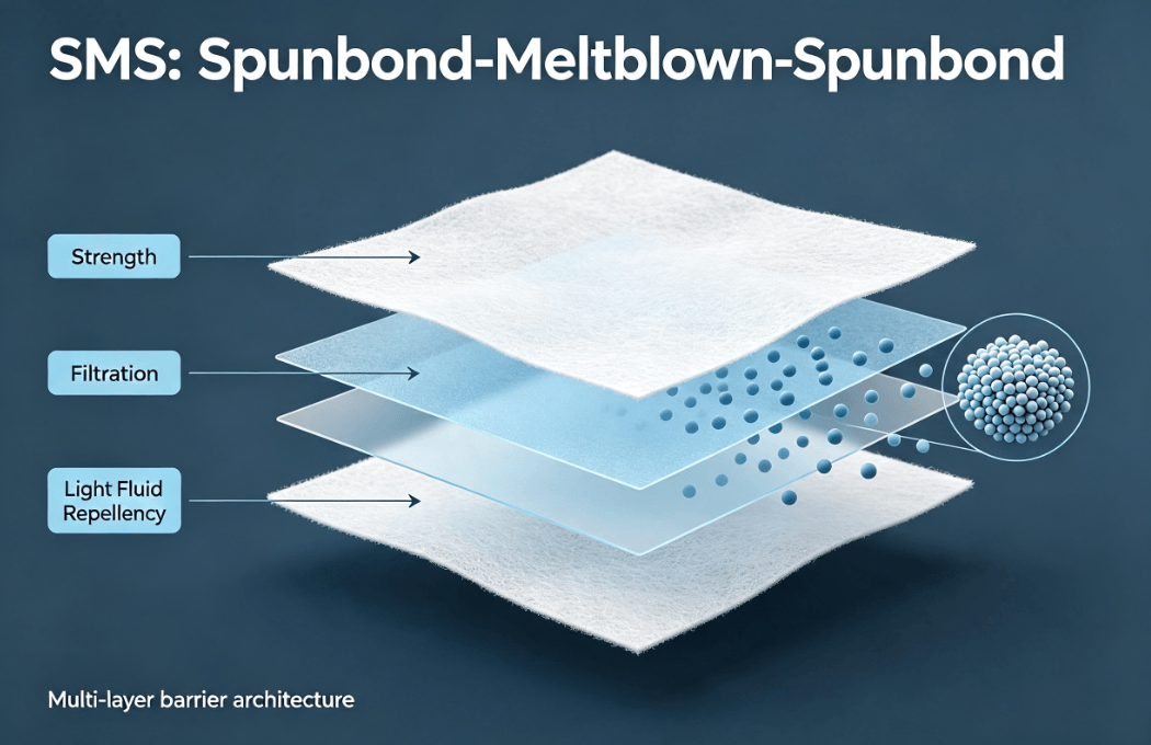 SMS: Spunbond-Meltblown-Spunbond