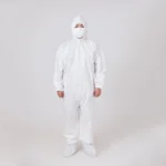 White disposable PP non-woven medical protective suit