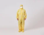 Yellow disposable PP non-woven medical protective suit