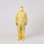 Yellow disposable PP non-woven medical protective suit
