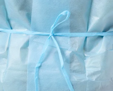 Long Sleeve isolation gown waist tie close-up