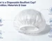 Infographic of disposable bouffant cap definition, materials and uses