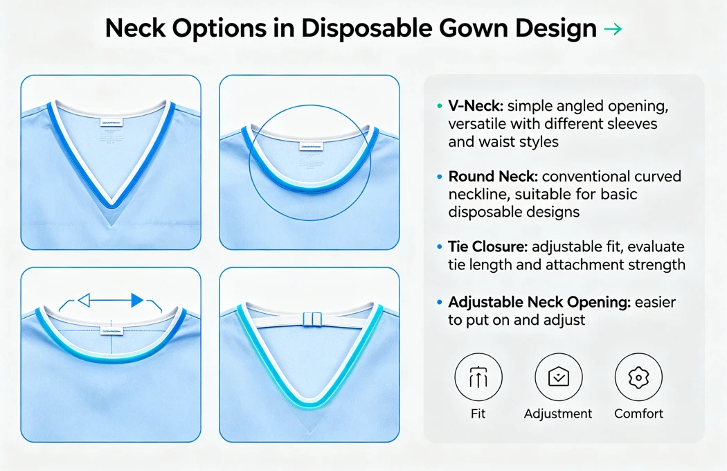 Disposable Surgical Gown Neckline Options