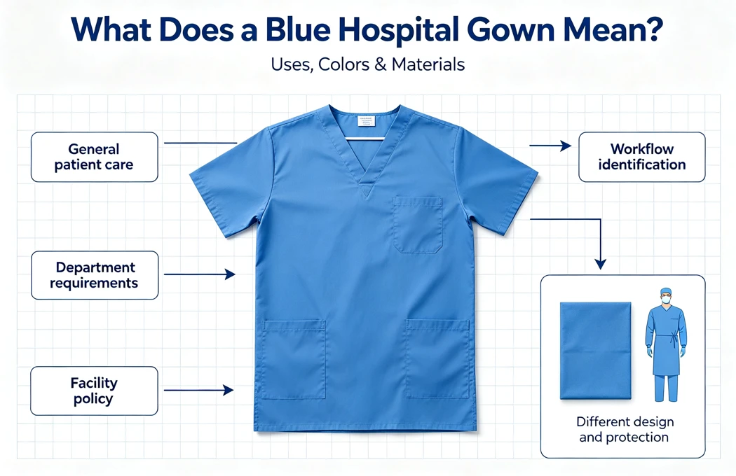 Blue hospital gown guide, medical blog cover