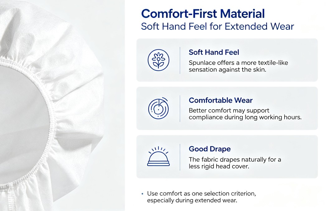 Spunlace disposable hair caps feature explanation infographic