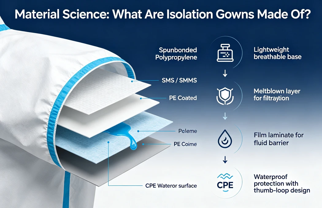 isolation gown is dictated by its fabric composition and weigh