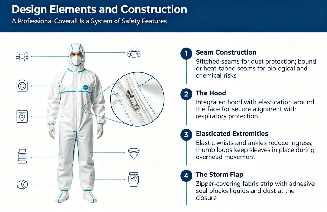 disposable protective coverall-Design Elements and Construction