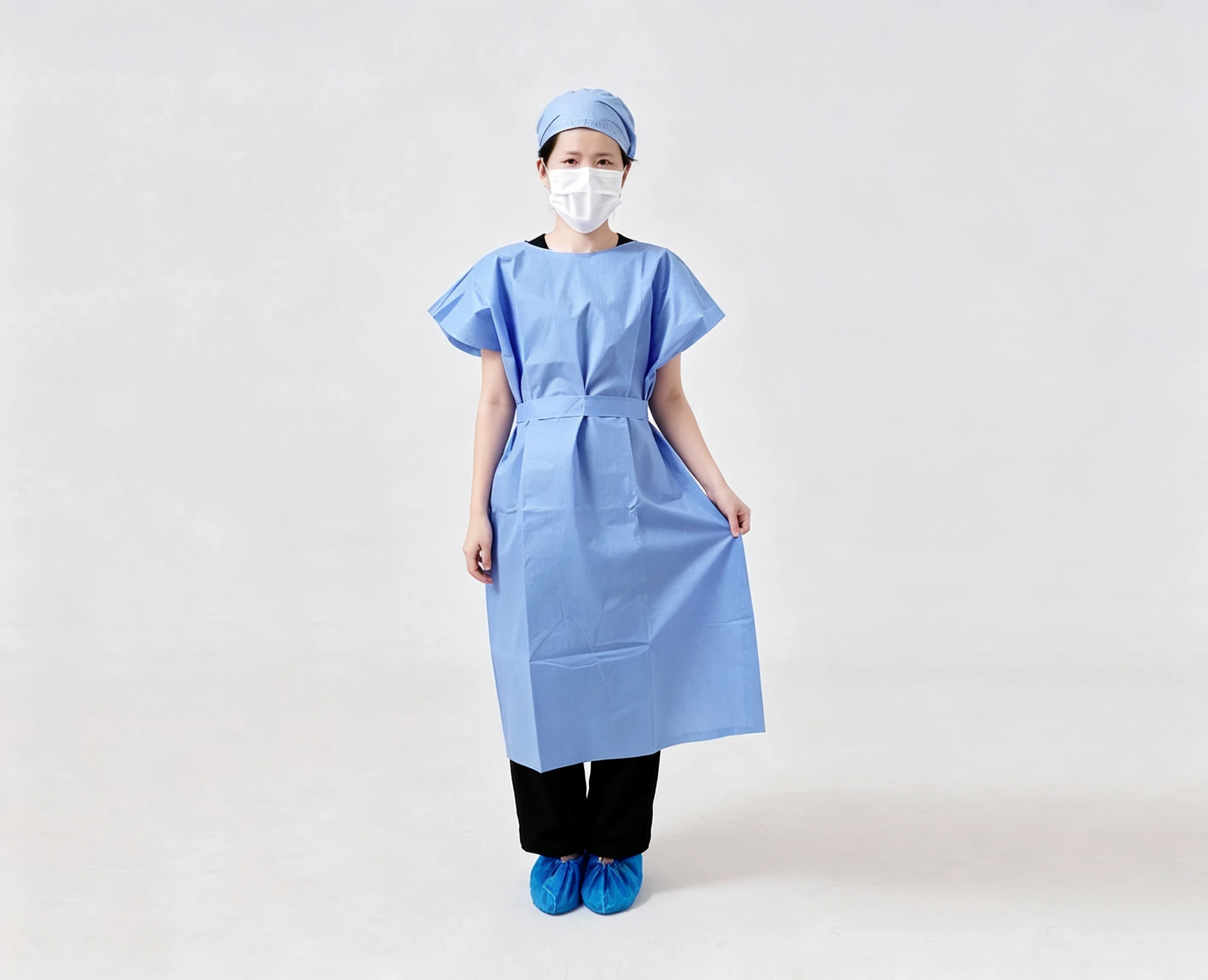 dx-blue (1) Blue Disposable Short Sleeve Isolation Gown - Image 1
