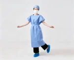 Blue Disposable Short Sleeve Isolation Gown - Image 3