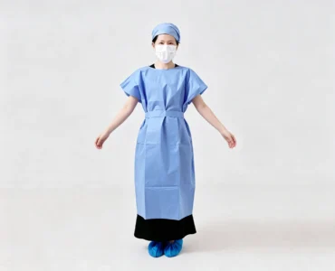 blue short sleeve isolation gown -1