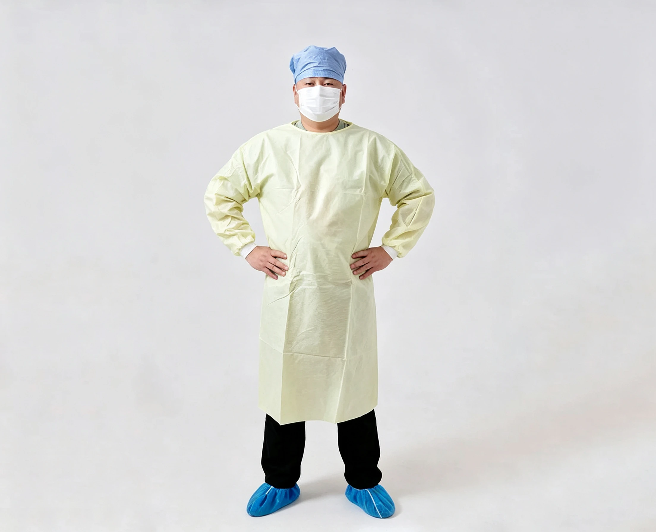 gly-hs (2) Liquid-Resistant Yellow Disposable Isolation Gown - Image 1