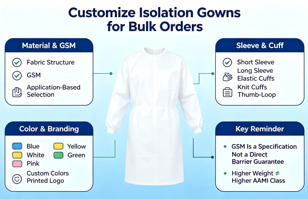Customize bulk isolation gowns options