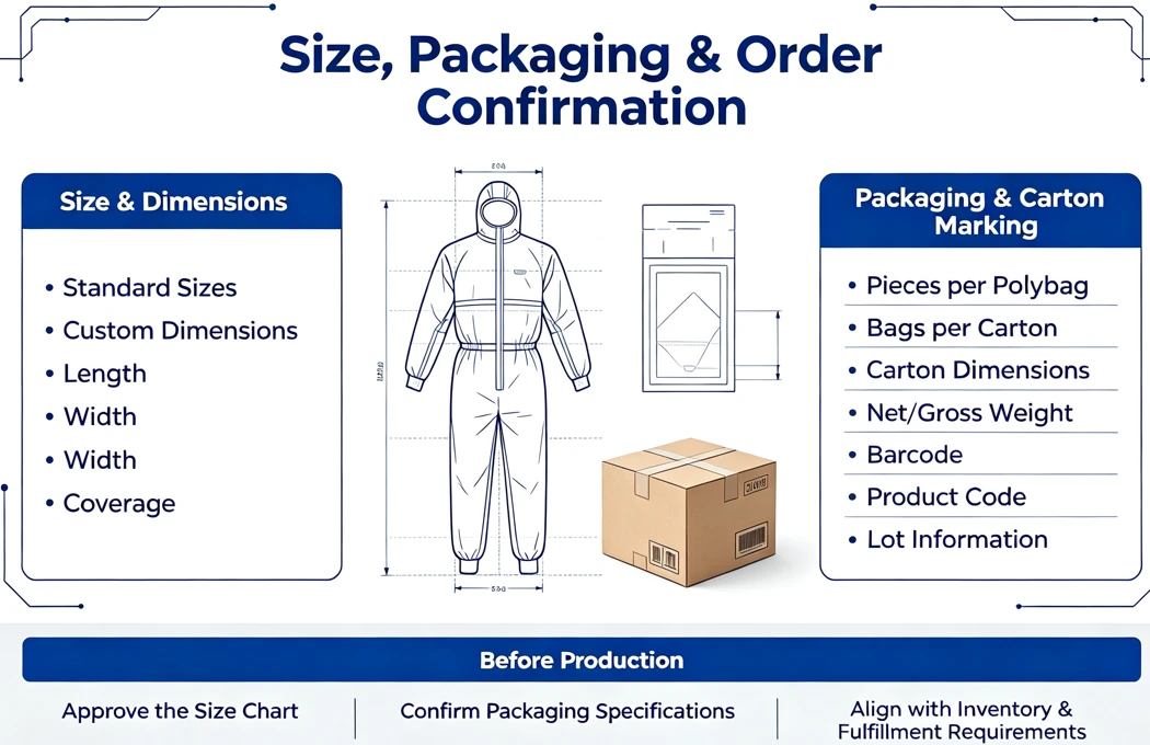 Isolation gown size & packaging guide