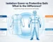 isolation gown vs protective suit