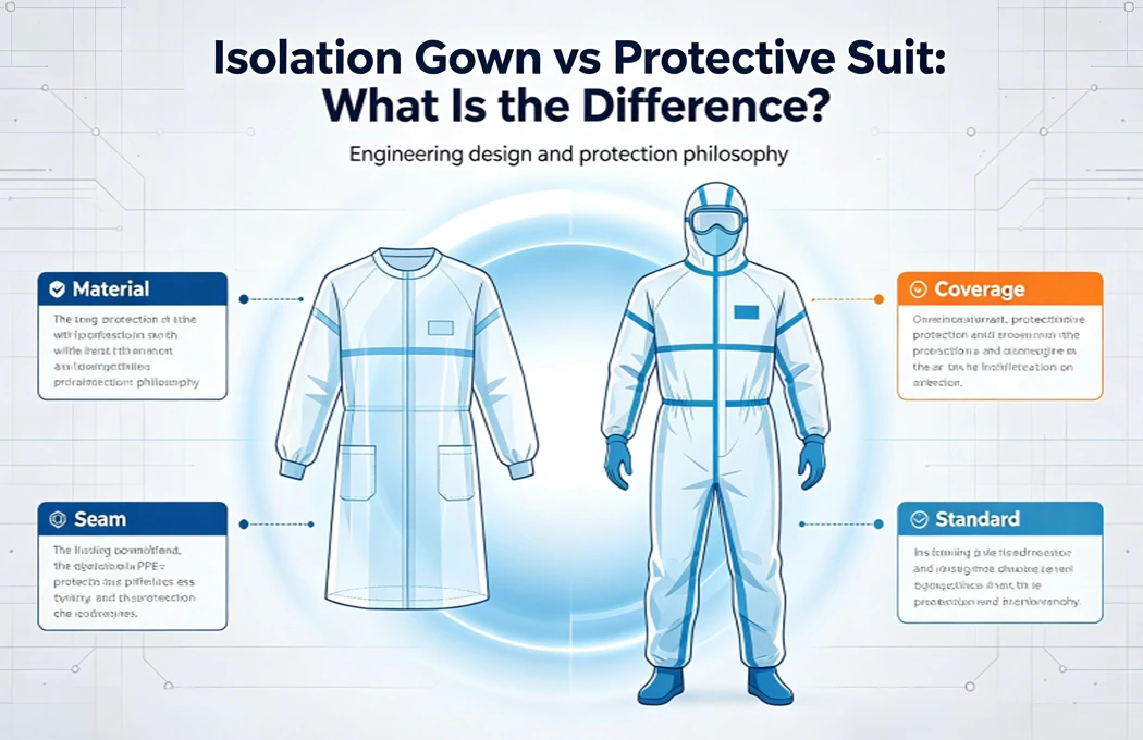 isolation gown vs protective suit