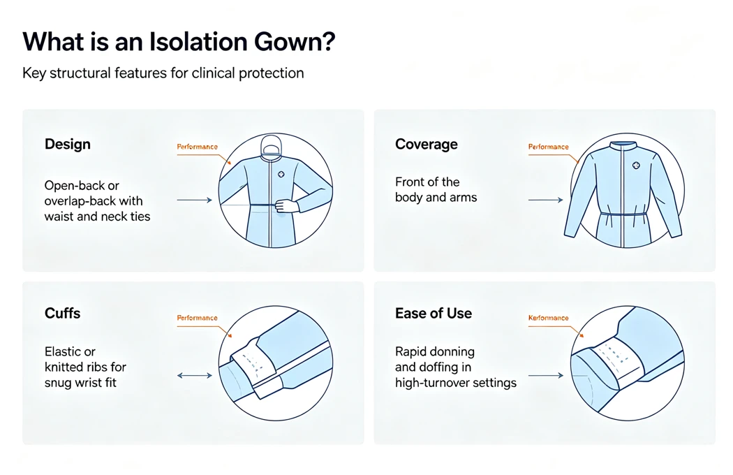 Isolation Gown Key structural features for clinical protection