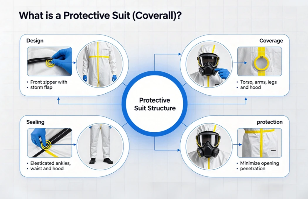 Protective Suit Key structural features for clinical protection