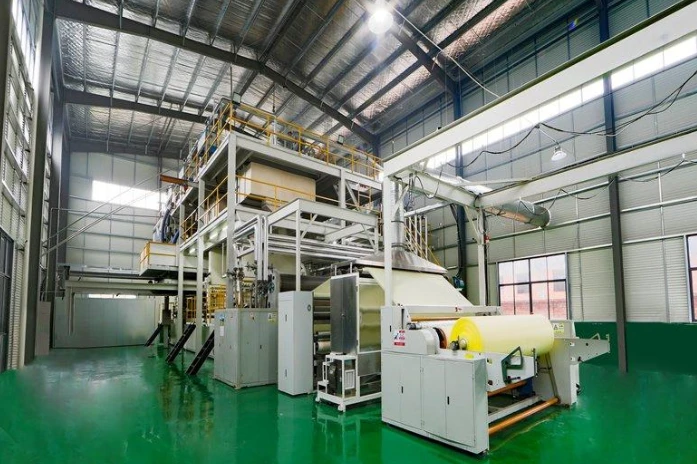 Real-life view of a non-woven fabric manufacturing plant