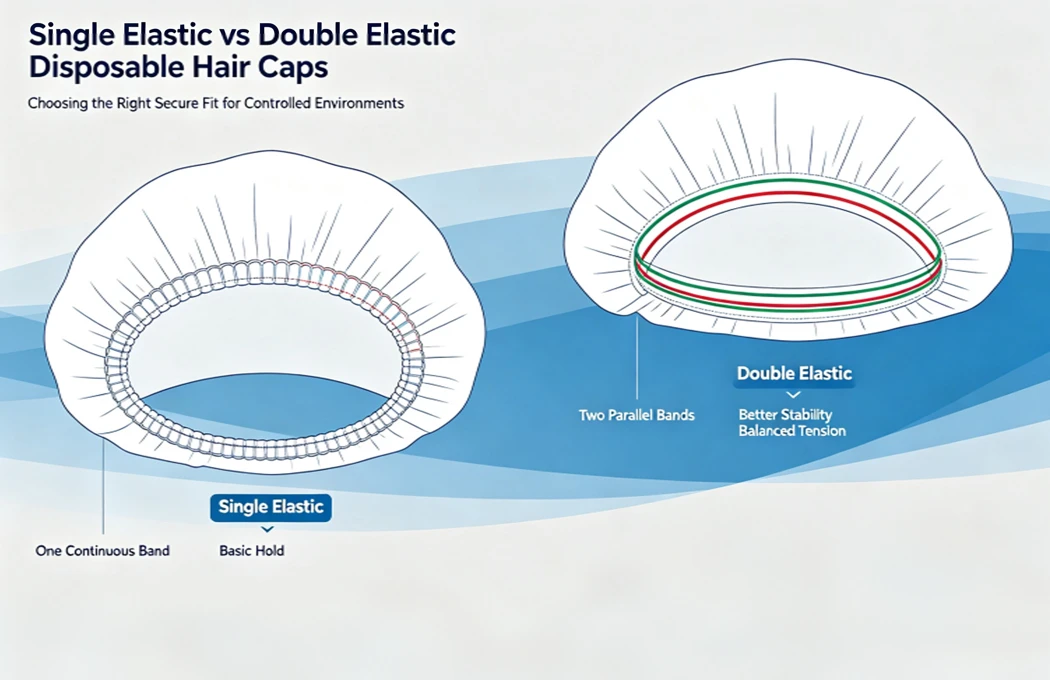 Single vs double elastic bouffant hair caps