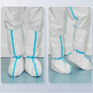 Microporous Disposable Boot Covers worn over shoes.