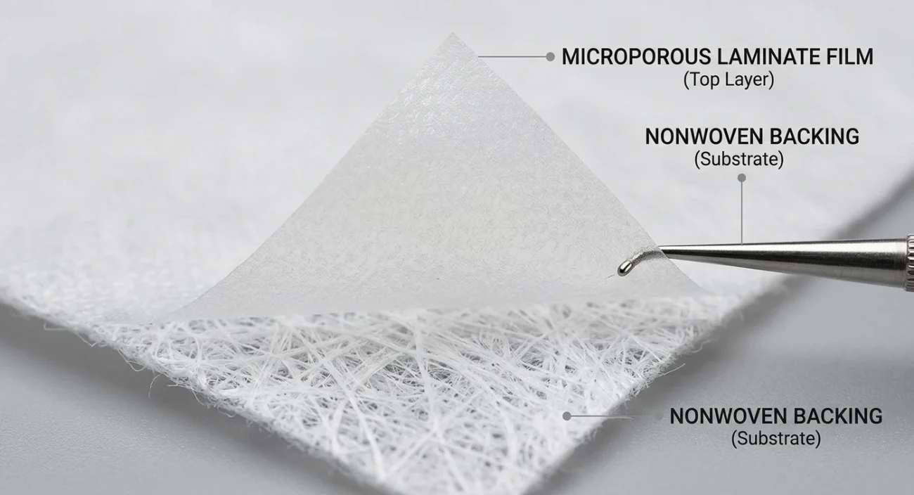 Microporous film laminated fabric for disposable protective coveralls