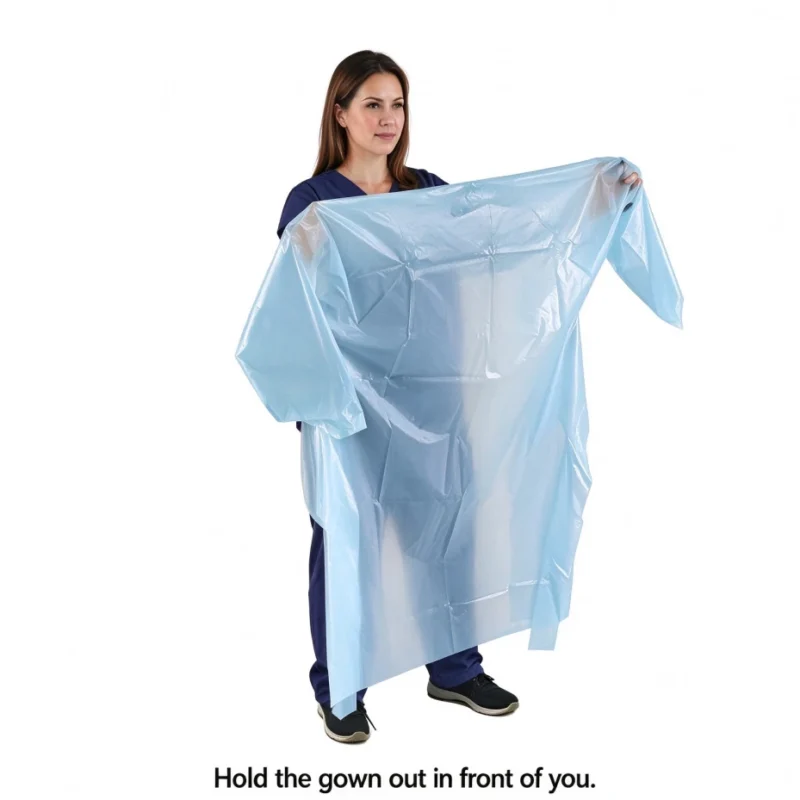 Wearing Step 1:Hold the gown out in front of you.