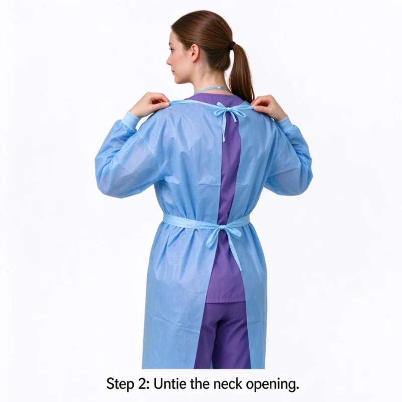 Step 2: Untie the neck opening.
