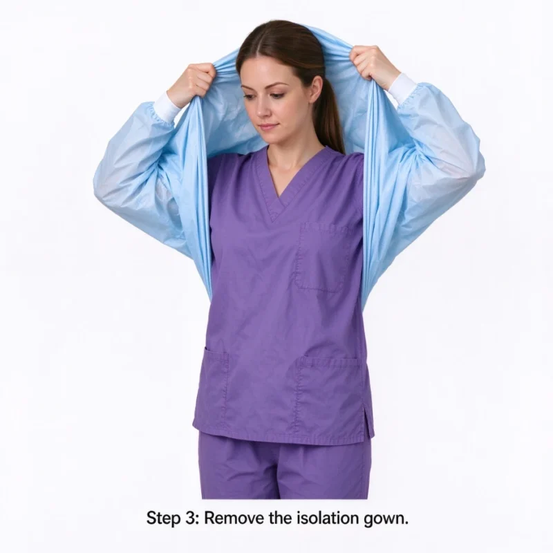 Step 3: Remove the isolation gown.
