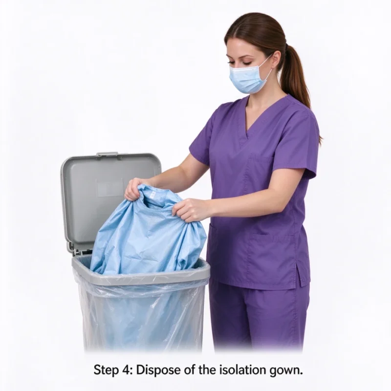 Step 4: Dispose of the isolation gown.
